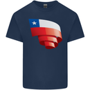Curled Chile Flag Chilean Day Football Kids T-Shirt Childrens Navy Blue