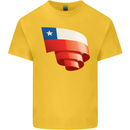 Curled Chile Flag Chilean Day Football Kids T-Shirt Childrens Yellow
