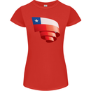 Curled Chile Flag Chilean Day Football Womens Petite Cut T-Shirt Red