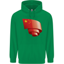 Curled China Flag Chinese Day Football Childrens Kids Hoodie Irish Green