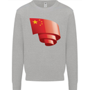 Curled China Flag Chinese Day Football Kids Sweatshirt Jumper Sports Grey