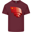 Curled China Flag Chinese Day Football Mens Cotton T-Shirt Tee Top Maroon