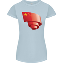 Curled China Flag Chinese Day Football Womens Petite Cut T-Shirt Light Blue