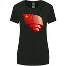 Curled China Flag Chinese Day Football Womens Wider Cut T-Shirt Black
