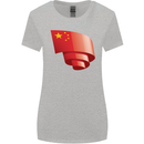 Curled China Flag Chinese Day Football Womens Wider Cut T-Shirt Sports Grey