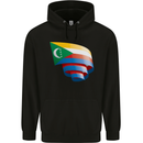 Curled Comoros Flag Comorian Day Football Childrens Kids Hoodie Black