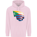 Curled Comoros Flag Comorian Day Football Childrens Kids Hoodie Light Pink