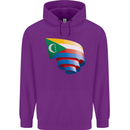 Curled Comoros Flag Comorian Day Football Childrens Kids Hoodie Purple
