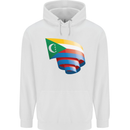 Curled Comoros Flag Comorian Day Football Childrens Kids Hoodie White