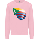 Curled Comoros Flag Comorian Day Football Kids Sweatshirt Jumper Light Pink