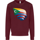 Curled Comoros Flag Comorian Day Football Kids Sweatshirt Jumper Maroon