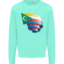 Curled Comoros Flag Comorian Day Football Kids Sweatshirt Jumper Peppermint