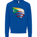 Curled Comoros Flag Comorian Day Football Kids Sweatshirt Jumper Royal Blue