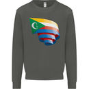 Curled Comoros Flag Comorian Day Football Kids Sweatshirt Jumper Storm Grey
