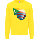 Curled Comoros Flag Comorian Day Football Kids Sweatshirt Jumper Yellow