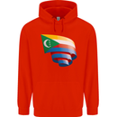 Curled Comoros Flag Comorian Day Football Mens 80% Cotton Hoodie Bright Red