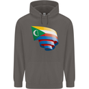 Curled Comoros Flag Comorian Day Football Mens 80% Cotton Hoodie Charcoal