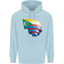 Curled Comoros Flag Comorian Day Football Mens 80% Cotton Hoodie Light Blue