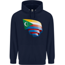 Curled Comoros Flag Comorian Day Football Mens 80% Cotton Hoodie Navy Blue