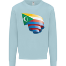 Curled Comoros Flag Comorian Day Football Mens Sweatshirt Jumper Light Blue