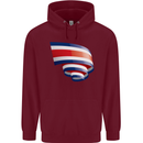 Curled Costa Rica Flag Rican Day Football Childrens Kids Hoodie Maroon