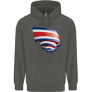 Curled Costa Rica Flag Rican Day Football Childrens Kids Hoodie Storm Grey