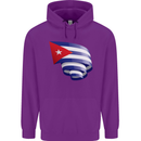 Curled Cuba Flag Cuban Day Football Childrens Kids Hoodie Purple