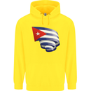 Curled Cuba Flag Cuban Day Football Childrens Kids Hoodie Yellow