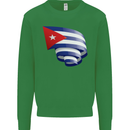 Curled Cuba Flag Cuban Day Football Kids Sweatshirt Jumper Irish Green