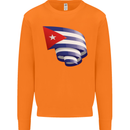 Curled Cuba Flag Cuban Day Football Mens Sweatshirt Jumper Orange