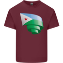 Curled Djibouti Flag Djiboutians Day Football Mens Cotton T-Shirt Tee Top Maroon