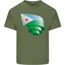 Curled Djibouti Flag Djiboutians Day Football Mens Cotton T-Shirt Tee Top Military Green