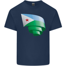 Curled Djibouti Flag Djiboutians Day Football Mens Cotton T-Shirt Tee Top Navy Blue