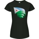 Curled Djibouti Flag Djiboutians Day Football Womens Petite Cut T-Shirt Black