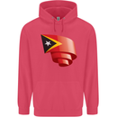 Curled East Timor Flag Day Football Childrens Kids Hoodie Heliconia