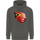 Curled East Timor Flag Day Football Childrens Kids Hoodie Storm Grey