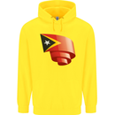 Curled East Timor Flag Day Football Childrens Kids Hoodie Yellow