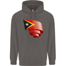 Curled East Timor Flag Day Football Mens 80% Cotton Hoodie Charcoal
