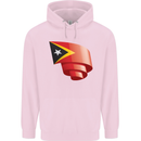 Curled East Timor Flag Day Football Mens 80% Cotton Hoodie Light Pink