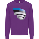 Curled Estonia Flag Estonian Day Football Kids Sweatshirt Jumper Purple