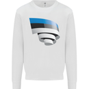 Curled Estonia Flag Estonian Day Football Kids Sweatshirt Jumper White