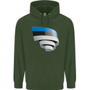 Curled Estonia Flag Estonian Day Football Mens 80% Cotton Hoodie Forest Green