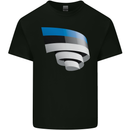 Curled Estonia Flag Estonian Day Football Mens Cotton T-Shirt Tee Top Black