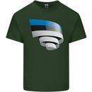 Curled Estonia Flag Estonian Day Football Mens Cotton T-Shirt Tee Top Forest Green