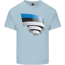 Curled Estonia Flag Estonian Day Football Mens Cotton T-Shirt Tee Top Light Blue