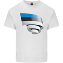 Curled Estonia Flag Estonian Day Football Mens Cotton T-Shirt Tee Top White