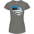 Curled Estonia Flag Estonian Day Football Womens Petite Cut T-Shirt Charcoal