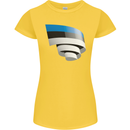 Curled Estonia Flag Estonian Day Football Womens Petite Cut T-Shirt Yellow