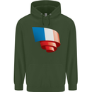 Curled France Flag French Day Football Childrens Kids Hoodie Forest Green
