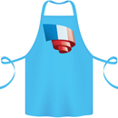 Curled France Flag French Day Football Cotton Apron 100% Organic Turquoise